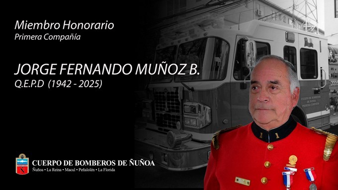 FALLECIMIENTO DEL MIEMBRO HONORARIO DE LA INSTITUCIÓN Y VOLUNTARIO HONORARIO DE LA 1° CÍA, SR. JORGE MUÑOZ BRAVO (QEPD)